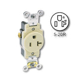Leviton 5351 Side Wired 20A/125v Single Receptacle